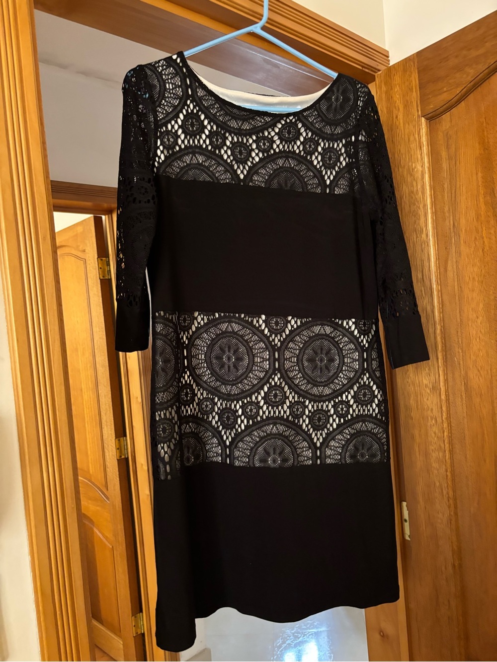 Emma & Michele Black Lace Panel Long Sleeve Dress